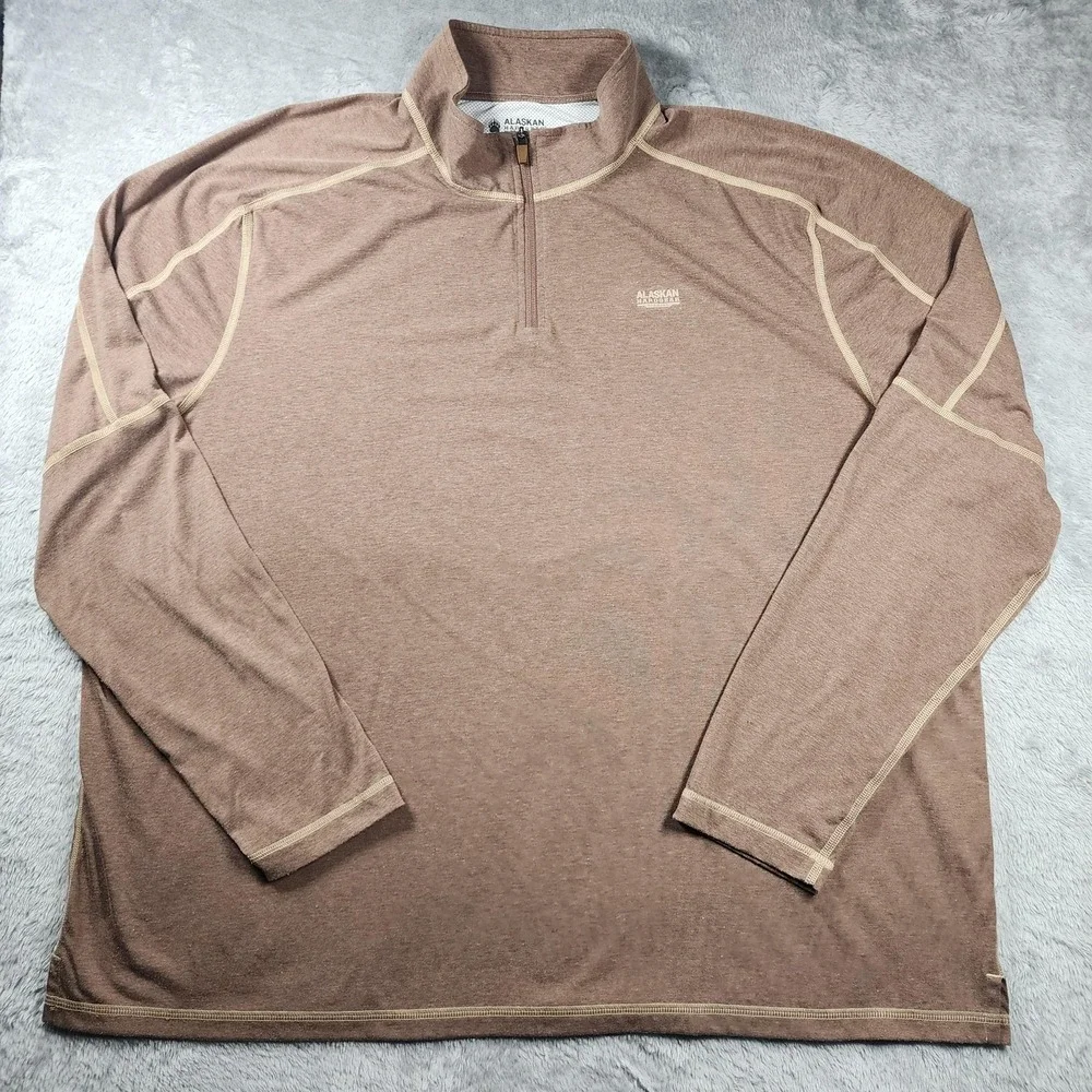 Alaskan Hardgear‎ Pullover Mens 3XL Brown 1/4 Zip Fishing Mesh Lined Outdoor